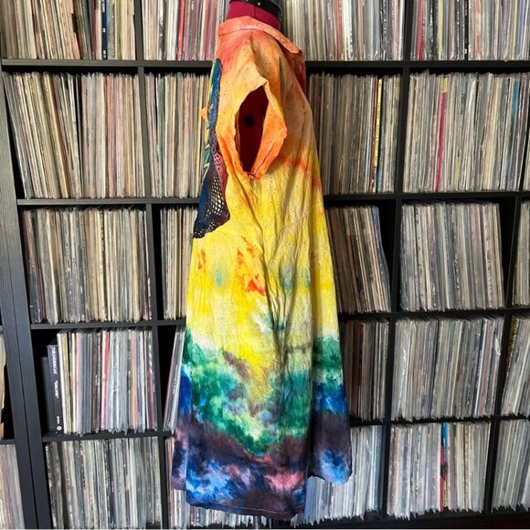 Multicolor Tie-Dye Crochet Dress, Grateful Dead, Phish, Handmade, XL Size 16-18 - Picture 7 of 10